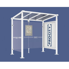 PROCITY Wartehalle Milano, 1 Schaukasten 2000 mit 1 Seitenverkleidung, L 2500 mm.