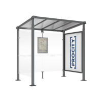 PROCITY Wartehalle Milano, 1 Schaukasten 2000 mit 1 Seitenverkleidung, L 2500 mm.