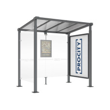 PROCITY Wartehalle Milano, 1 Schaukasten 2000 mit 1 Seitenverkleidung, L 2500 mm.