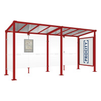 PROCITY Wartehalle Milano, 1 Schaukasten 2000 mit 1 Seitenverkleidung, L 5000 mm.