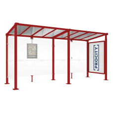 PROCITY Wartehalle Milano, 1 Schaukasten 2000 mit 1 Seitenverkleidung, L 5000 mm.