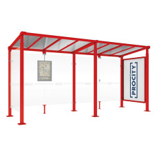 PROCITY Wartehalle Milano, 1 Schaukasten 2000 mit 1 Seitenverkleidung, L 5000 mm.