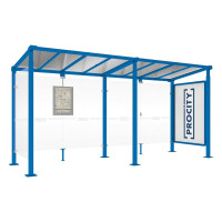 PROCITY Wartehalle Milano, 1 Schaukasten 2000 mit 1 Seitenverkleidung, L 5000 mm.