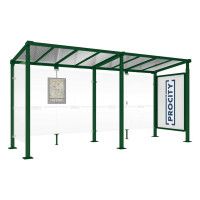 PROCITY Wartehalle Milano, 1 Schaukasten 2000 mit 1 Seitenverkleidung, L 5000 mm.