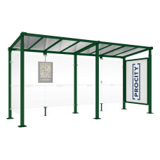PROCITY Wartehalle Milano, 1 Schaukasten 2000 mit 1 Seitenverkleidung, L 5000 mm.