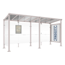 PROCITY Wartehalle Milano, 1 Schaukasten 2000 mit 1 Seitenverkleidung, L 5000 mm.