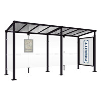 PROCITY Wartehalle Milano, 1 Schaukasten 2000 mit 1 Seitenverkleidung, L 5000 mm.