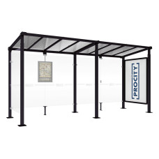 PROCITY Wartehalle Milano, 1 Schaukasten 2000 mit 1 Seitenverkleidung, L 5000 mm.