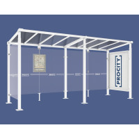 PROCITY Wartehalle Milano, 1 Schaukasten 2000 mit 1 Seitenverkleidung, L 5000 mm.