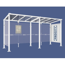 PROCITY Wartehalle Milano, 1 Schaukasten 2000 mit 1 Seitenverkleidung, L 5000 mm.