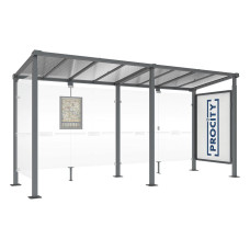 PROCITY Wartehalle Milano, 1 Schaukasten 2000 mit 1 Seitenverkleidung, L 5000 mm.