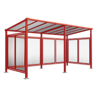 PROCITY All-in-One Fahrradüberdachung Milano, Grundmodell mit Anbaueinheit, Rückwand- und Seitenverkleidungen, L 5040 mm.