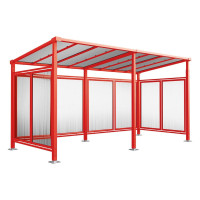 PROCITY All-in-one Fahrradüberdachung Milano, Anbaueinheit, Grundmodell mit Anbaueinheit, Rückwand- und Seitenverkleidungen, L 5040 mm.