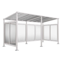 PROCITY All-in-one Fahrradüberdachung Milano, Anbaueinheit, Grundmodell mit Anbaueinheit, Rückwand- und Seitenverkleidungen, L 5040 mm.