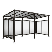 PROCITY All-in-one Fahrradüberdachung Milano, Anbaueinheit, Grundmodell mit Anbaueinheit, Rückwand- und Seitenverkleidungen, L 5040 mm.