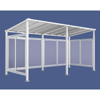 PROCITY All-in-one Fahrradüberdachung Milano, Anbaueinheit, Grundmodell mit Anbaueinheit, Rückwand- und Seitenverkleidungen, L 5040 mm.