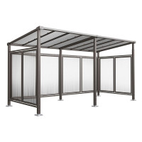 PROCITY All-in-one Fahrradüberdachung Milano, Anbaueinheit, Grundmodell mit Anbaueinheit, Rückwand- und Seitenverkleidungen, L 5040 mm.