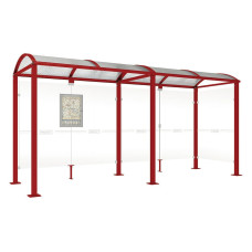 Procity Wartehalle Vierkantrohr, 1 Seitenverkleidung, L 5000 mm.