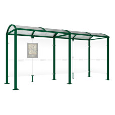 Procity Wartehalle Vierkantrohr, 1 Seitenverkleidung, L 5000 mm.