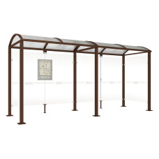 Procity Wartehalle Vierkantrohr, 1 Seitenverkleidung, L 5000 mm.