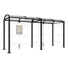 Procity Wartehalle Vierkantrohr, 1 Seitenverkleidung, L 5000 mm.