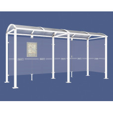 Procity Wartehalle Vierkantrohr, 1 Seitenverkleidung, L 5000 mm.