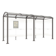 Procity Wartehalle Vierkantrohr, 1 Seitenverkleidung, L 5000 mm.