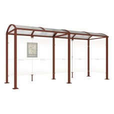 Procity Wartehalle Vierkantrohr, 1 Seitenverkleidung, L 5000 mm.