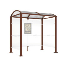 Procity Waiting Area Shelter Square Tube, 2 Side Panels, L 2500 mm.