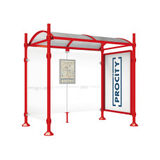 PROCITY WarteHalle Province, 1 SchauKasten 2000 DoppelSeitig mit 1 SeitenVerkleidung, L 2500 mm.