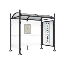PROCITY WarteHalle Province, 1 SchauKasten 2000 DoppelSeitig mit 1 SeitenVerkleidung, L 2500 mm.