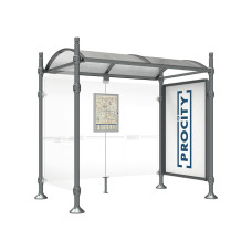 PROCITY WarteHalle Province, 1 SchauKasten 2000 DoppelSeitig mit 1 SeitenVerkleidung, L 2500 mm.