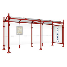 PROCITY WarteHalle Province, 1 Schaukasten 2000 doppelseitig mit 1 Seitenverkleidung, L 5000 mm.