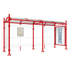 PROCITY WarteHalle Province, 1 Schaukasten 2000 doppelseitig mit 1 Seitenverkleidung, L 5000 mm.