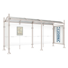 PROCITY WarteHalle Province, 1 Schaukasten 2000 doppelseitig mit 1 Seitenverkleidung, L 5000 mm.