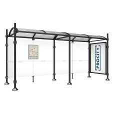 PROCITY WarteHalle Province, 1 Schaukasten 2000 doppelseitig mit 1 Seitenverkleidung, L 5000 mm.