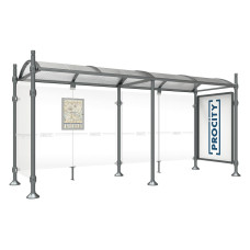 PROCITY WarteHalle Province, 1 Schaukasten 2000 doppelseitig mit 1 Seitenverkleidung, L 5000 mm.