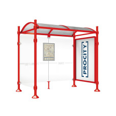 PROCITY WarteHalle Province, 1 SchauKasten 2000 DoppelSeitig mit 1 SeitenVerkleidung, L 2500 mm.