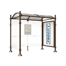 PROCITY WarteHalle Province, 1 SchauKasten 2000 DoppelSeitig mit 1 SeitenVerkleidung, L 2500 mm.