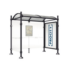 PROCITY WarteHalle Province, 1 SchauKasten 2000 DoppelSeitig mit 1 SeitenVerkleidung, L 2500 mm.