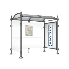 PROCITY WarteHalle Province, 1 SchauKasten 2000 DoppelSeitig mit 1 SeitenVerkleidung, L 2500 mm.