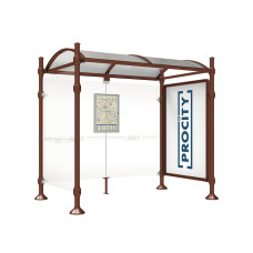 PROCITY WarteHalle Province, 1 SchauKasten 2000 DoppelSeitig mit 1 SeitenVerkleidung, L 2500 mm.