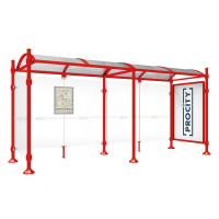 PROCITY WarteHalle Province, 1 Schaukasten 2000 doppelseitig mit 1 Seitenverkleidung, L 5000 mm.