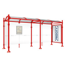 PROCITY WarteHalle Province, 1 Schaukasten 2000 doppelseitig mit 1 Seitenverkleidung, L 5000 mm.