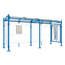 PROCITY WarteHalle Province, 1 Schaukasten 2000 doppelseitig mit 1 Seitenverkleidung, L 5000 mm.