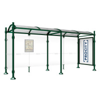 PROCITY WarteHalle Province, 1 Schaukasten 2000 doppelseitig mit 1 Seitenverkleidung, L 5000 mm.