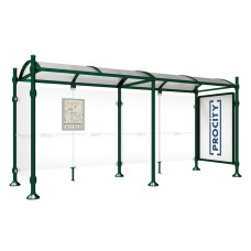 PROCITY WarteHalle Province, 1 Schaukasten 2000 doppelseitig mit 1 Seitenverkleidung, L 5000 mm.