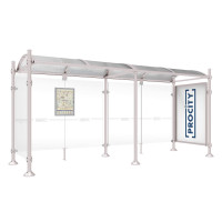 PROCITY WarteHalle Province, 1 Schaukasten 2000 doppelseitig mit 1 Seitenverkleidung, L 5000 mm.