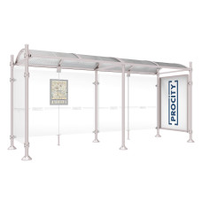 PROCITY WarteHalle Province, 1 Schaukasten 2000 doppelseitig mit 1 Seitenverkleidung, L 5000 mm.