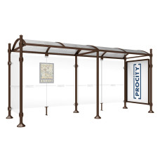 PROCITY WarteHalle Province, 1 Schaukasten 2000 doppelseitig mit 1 Seitenverkleidung, L 5000 mm.